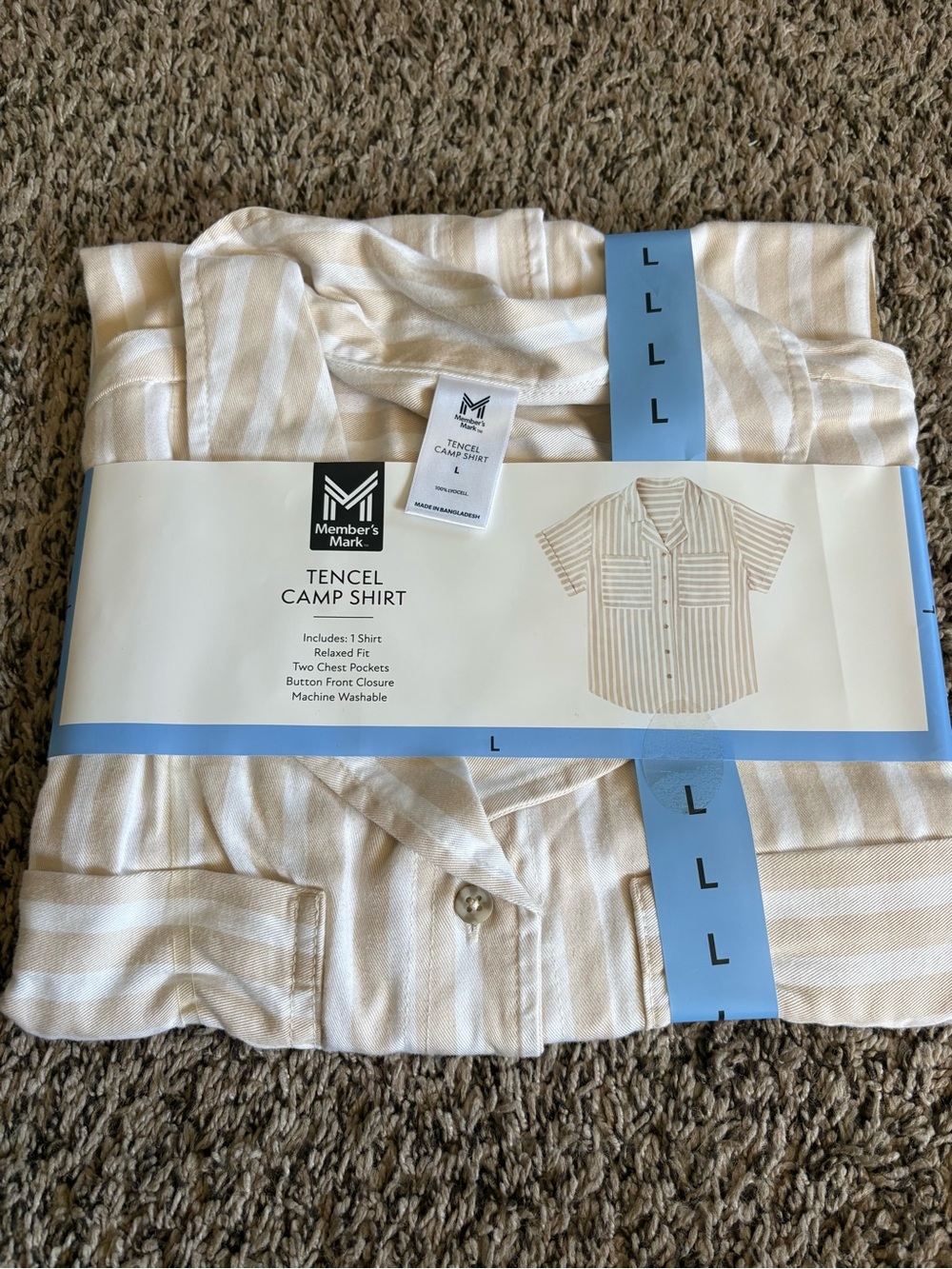 Tencel Camp Shirt - Cream & White Stripes